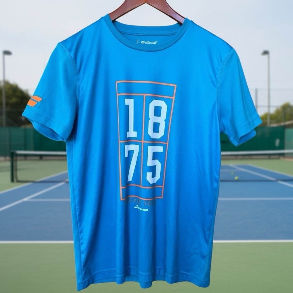Babolat Play T Shirt Mens Large Aqua Blue 1875 Forever Young Tennis Pickleball